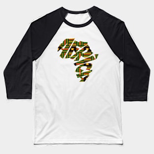 Africa Map with Kente Pattern, African Style Baseball T-Shirt